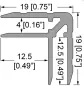 Preview: CaseMaker, Einschub 4mm, 20x20x1.5 Silber eloxiert L- 2000MM