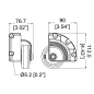 Preview: 75mm Heavy Duty Zinc Outrigger Corner Castor with Black Wheel