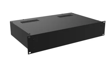 2U Black 300mm Deep Rack Box with a Black Aluminium Front Panel