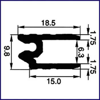 Schließprofil hybrid, 6.3mm, Kederrinne eloxiert