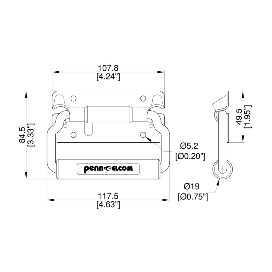 Surface Mount Handle with Short Formed Bail