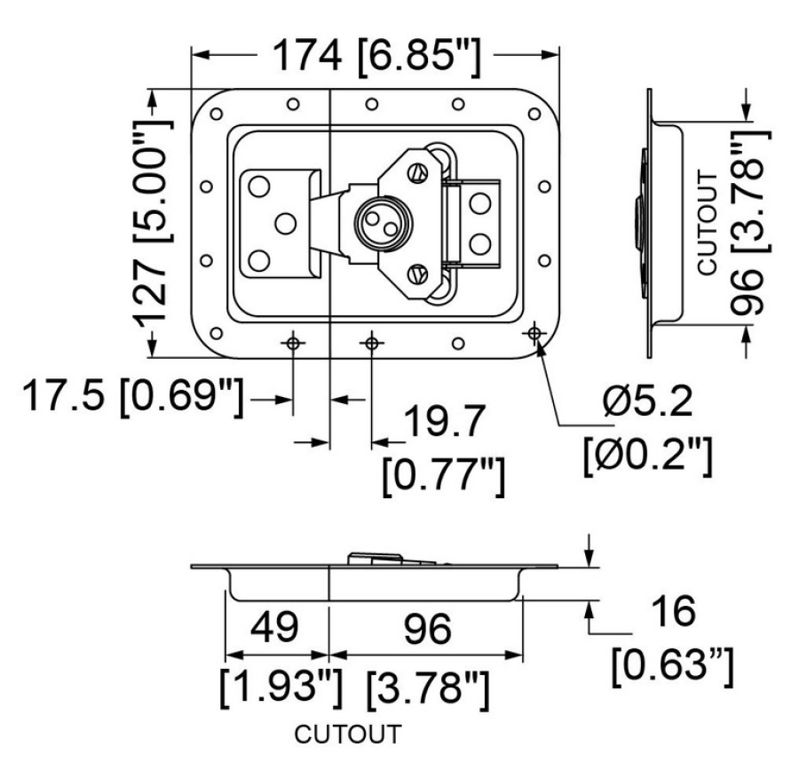 Butterfly Catch groß in 16mm Einbauschale, Stainless