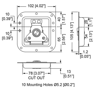 Medium Recessed Latch in Deep Dis
