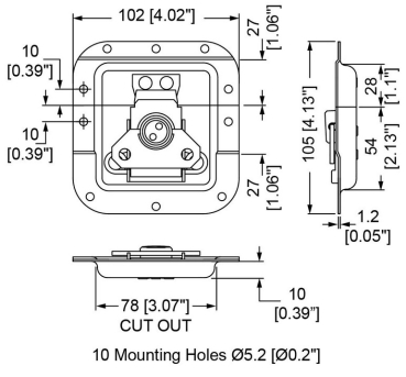 Medium Recessed Latch in Shallow Dish