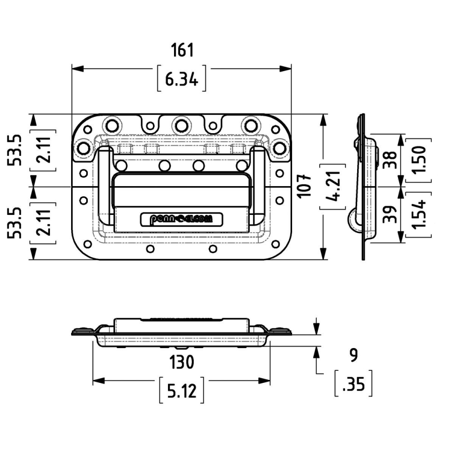 Heavy Duty Medium Recessed Handle in Split Dish
