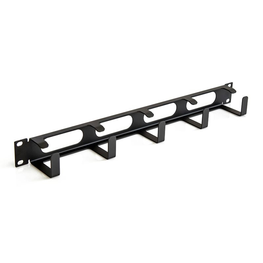 1HE Kabelmanagement, mit 5 Stahlringen, Black
