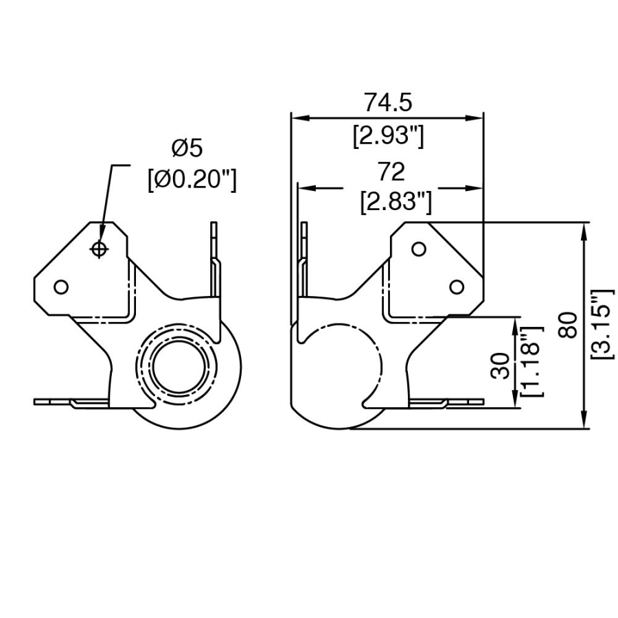 Large PennBrite Female Stackable Heavy Duty Ball Corner with 30mm Offset and 2mm Radius