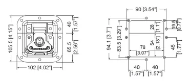 Medium MOL3 Recessed Latch with Padlock Bracket in Deep Dish with 27mm Offset on Bottom Half