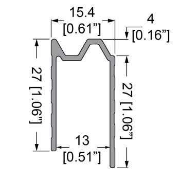 Schließprofil hybrid, 13mm, L=2000mm