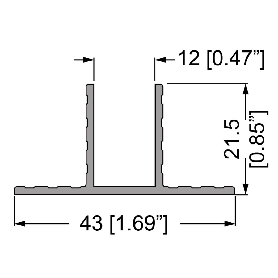 12mm Hat-Shaped Divider Extrusion - 2m Long