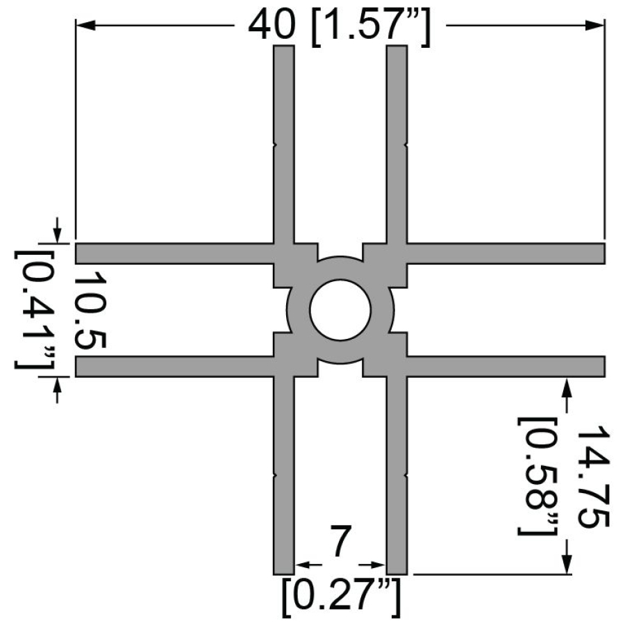 7mm 4-Way Divider Extrusion - 2m Long