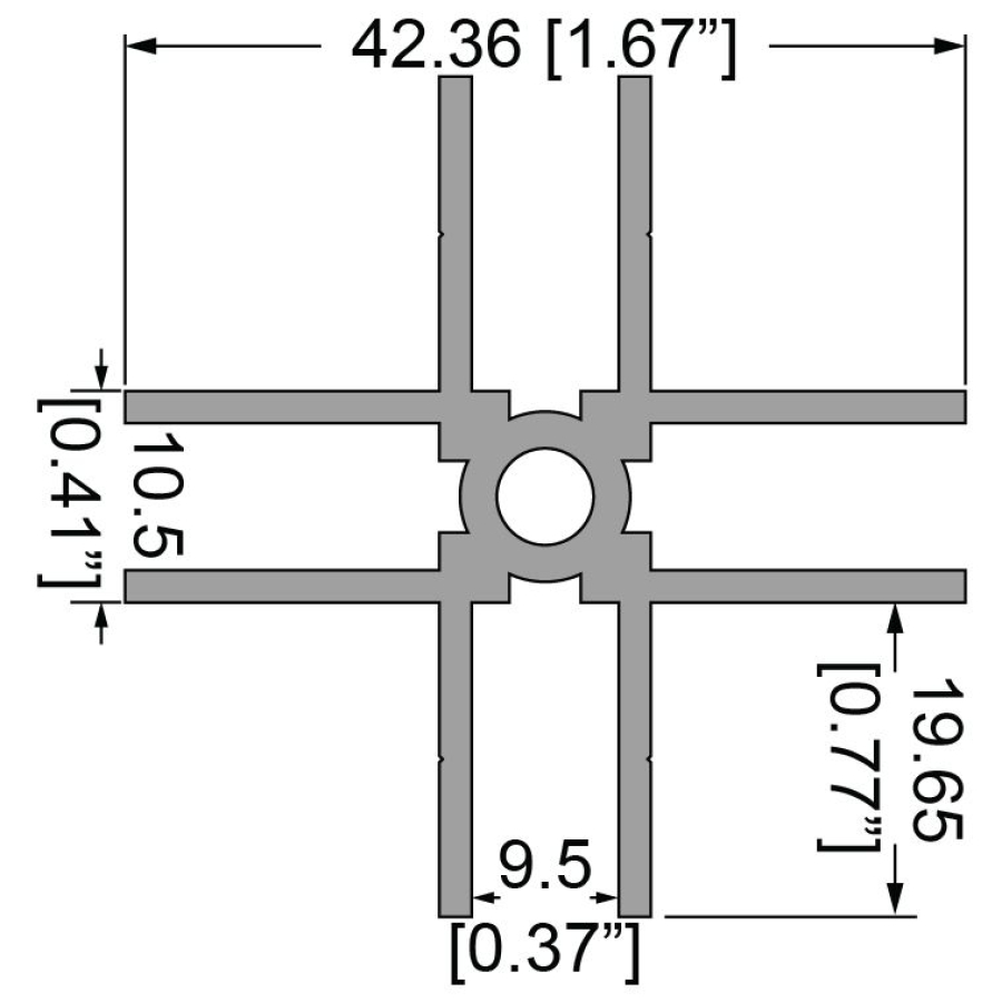 9.5mm 4-Way Divider Extrusion - 2m Long - Kopie