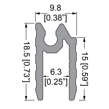 Schließprofil hybrid, 6.3mm, Kederrinne, L=2000mm