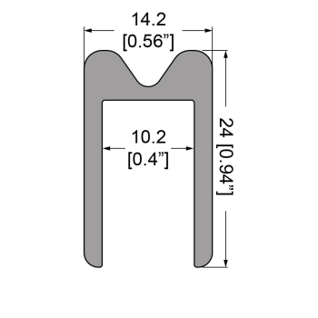 10,2 mm glattes Hochleistungs-Nutprofil, passend zu EG-0523/1-2M male Profil – 2 m lang