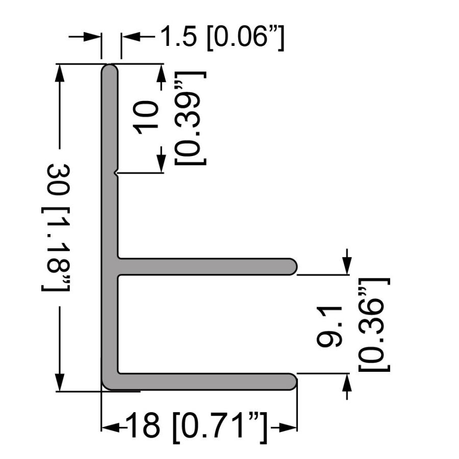 F-Trennwandeinschubprofil 9.1mm, L=2000mm