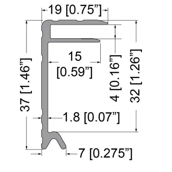 4mm Lid / Base Maker Groove Extrusion with 37mm x 19mm Legs - 2000mm