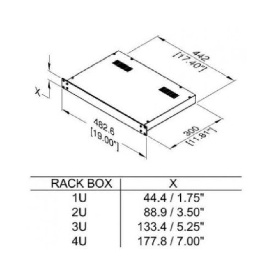 3U Black 300mm Deep Rack Box with a Black Aluminium Front Panel