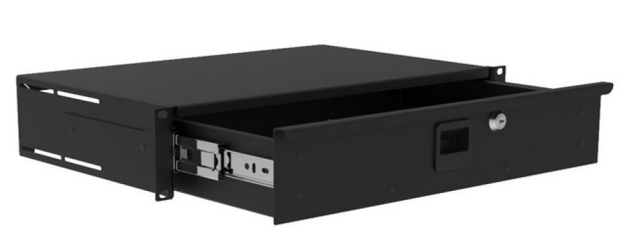 2HE-Rackschublade HD, 286,5mm tief, abschließbar, Black, Stahl