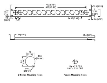 1HE-Rackblende für 16 Neutrik D