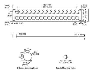 2HE-Rackblende für 32 Neutrik D