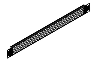 1U Black Perforated Flanged Rack Panel