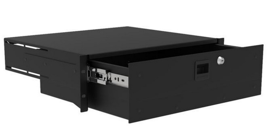 3HE-Schublade zur Frontmontage, Aluminium, Tiefe 386,5mm / 14" Deep