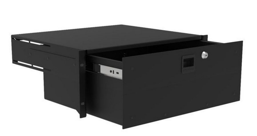 4HE-Schublade zur Frontmontage, Aluminium, Tiefe 386,5mm / 14" Deep