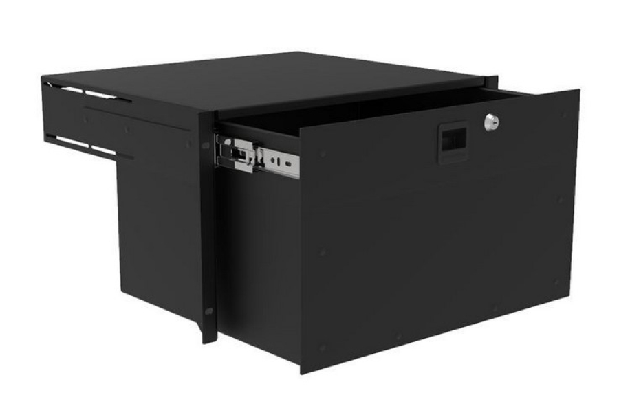 6HE-Schublade zur Frontmontage, Aluminium, Tiefe 386,5mm / 14" Deep