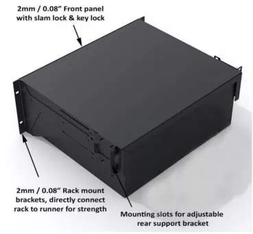 3HE-Schublade zur Frontmontage, Aluminium, Tiefe 286,5mm / 10" Deep