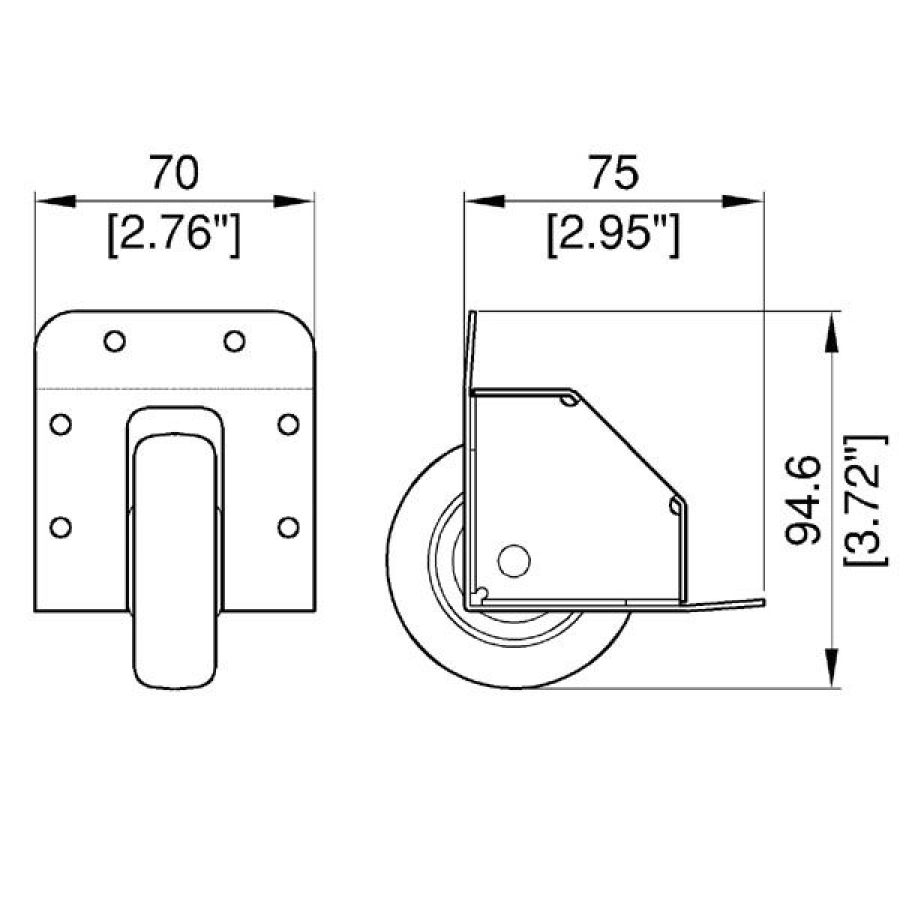 64mm Schwarze-Einbau-Rolle mit Rand und schwarzem Rad