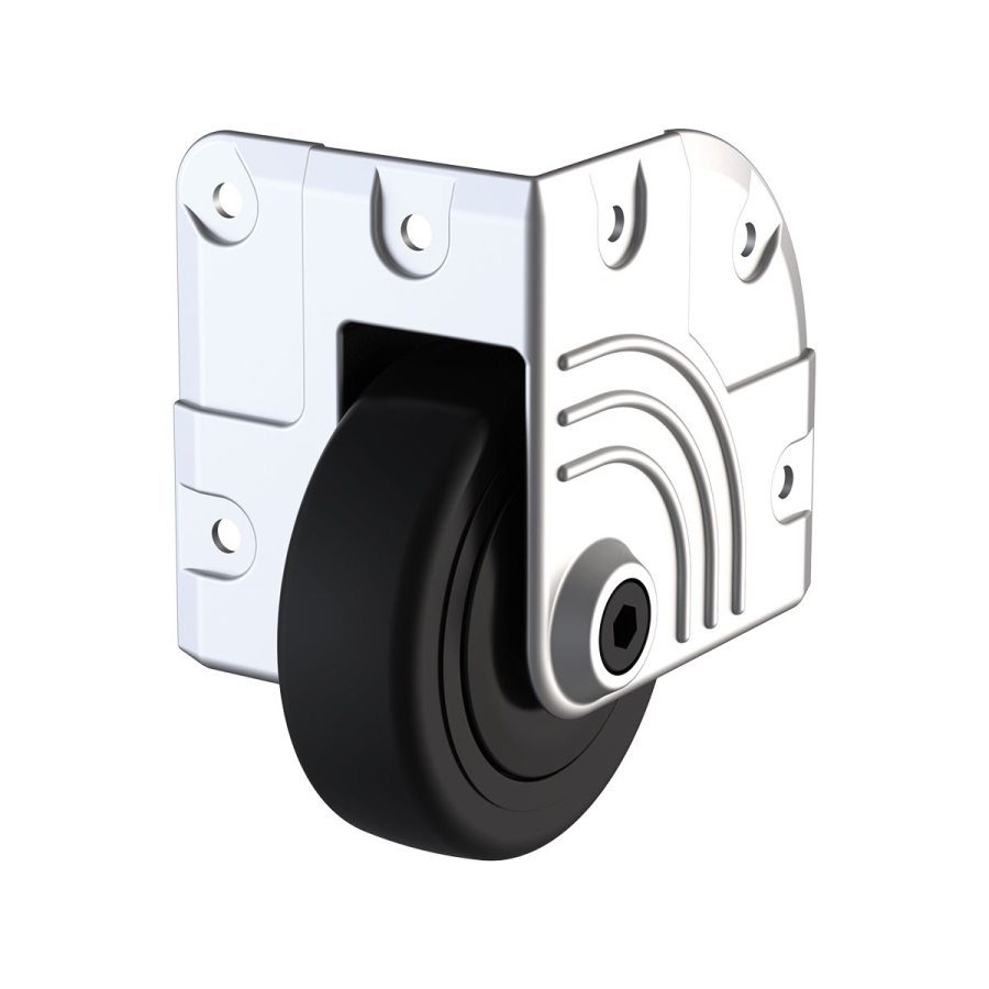 75mm Heavy Duty Zinc Corner Castor with Black Wheel