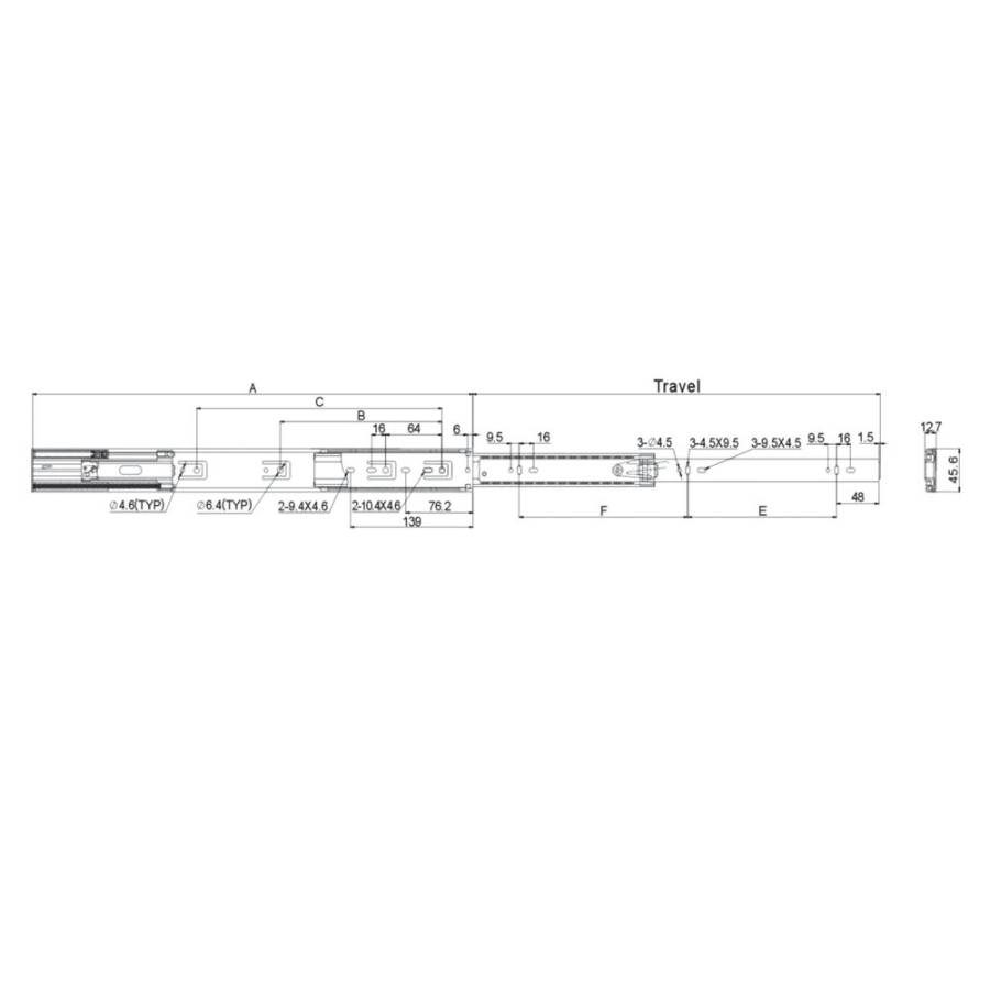 Soft Closing Drawer Slide - 600mm Long