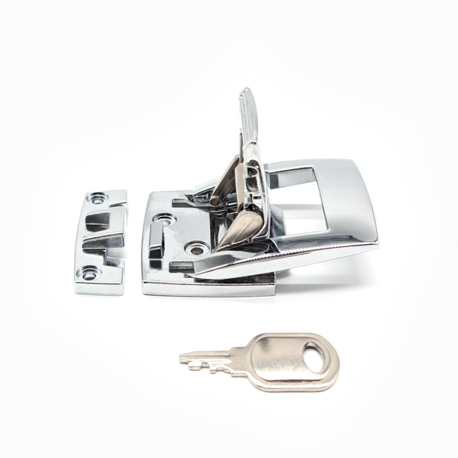 Die-Cast Polished Chrome Draw Latch with Key Lock
