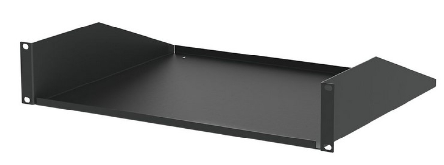 2U Black Rack Shelf - 368mm Deep