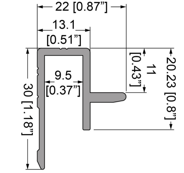 Slam-Lid-Rahmenprofil, 9mm L=2000mm