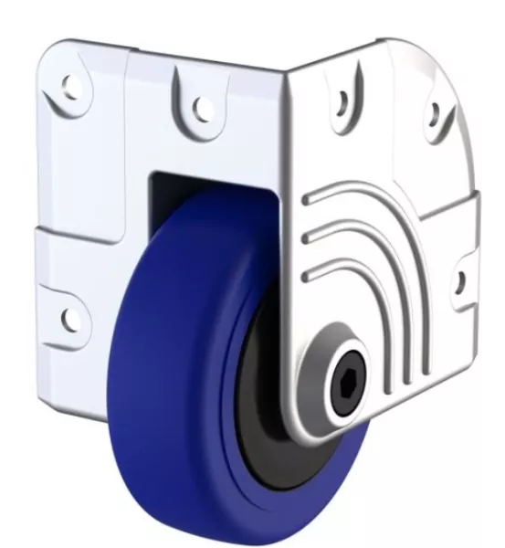 HD Einbau-Eckrolle, Blau, 75mm