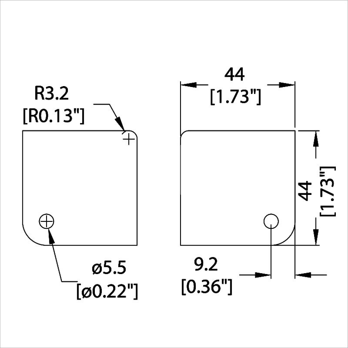 Flachecke 44mm
