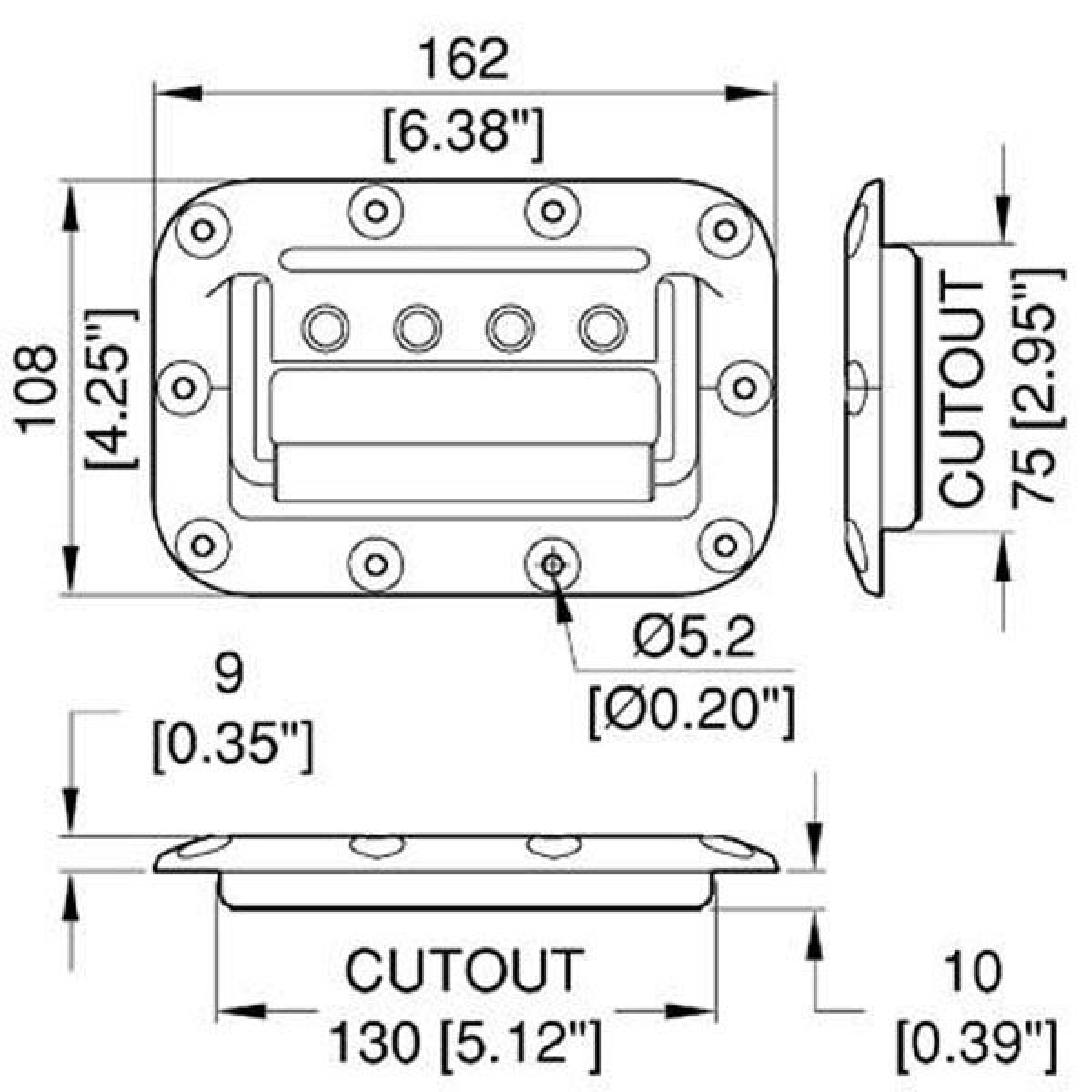 Lightweight Black Plastic Recessed Handle