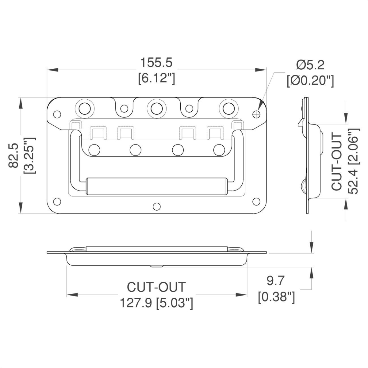 Slim Lid Recessed Handle with Rivet Protection