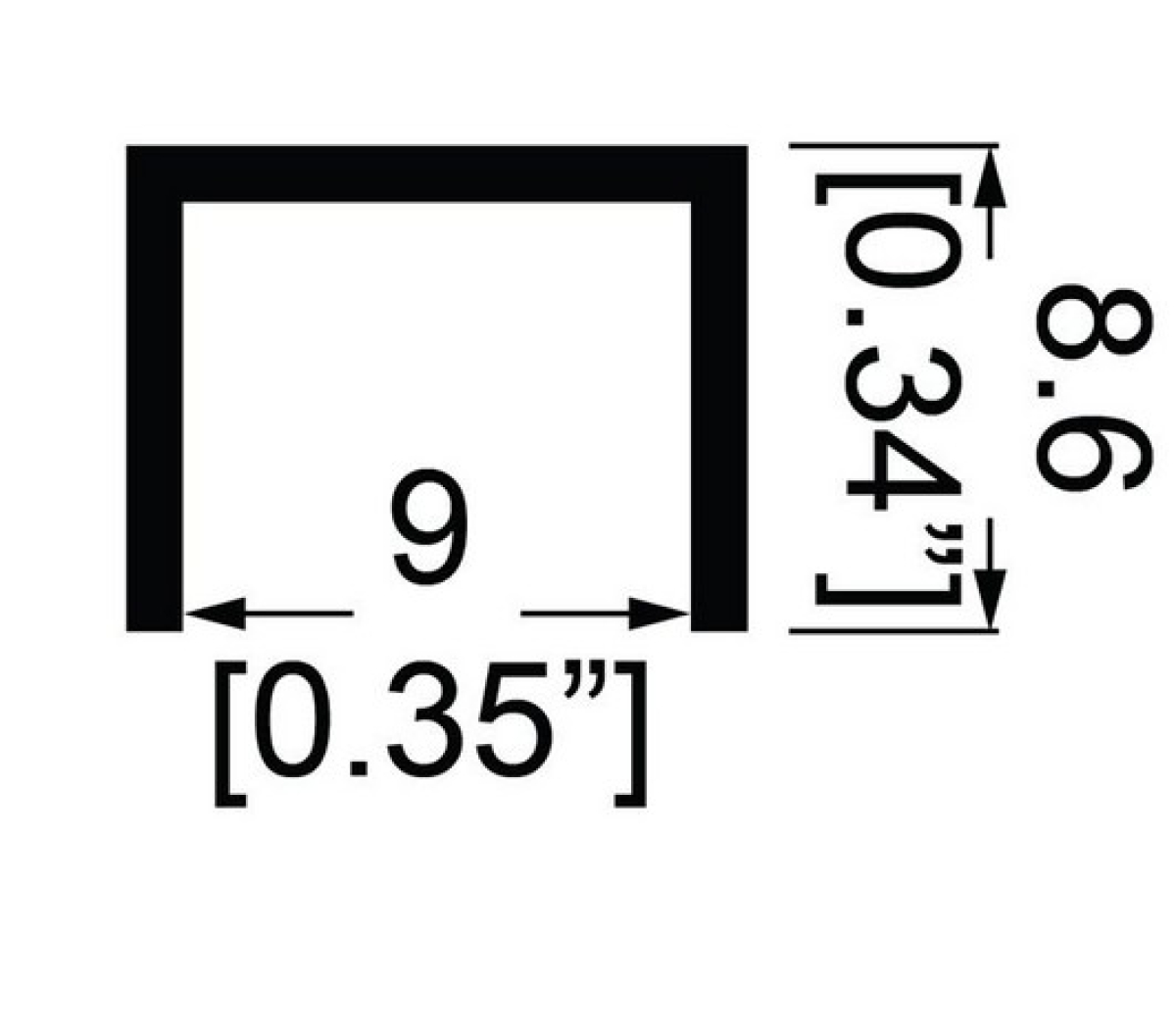 9mm Black Plastic Capping Section with 9.3mm Legs - 2m Long