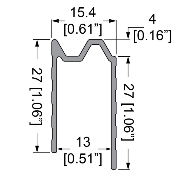 Schließprofil hybrid, 13mm, L=2000mm