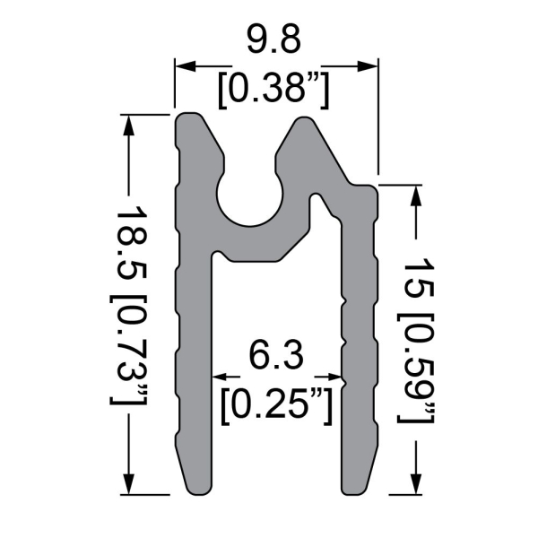 Schließprofil hybrid, 6.3mm, Kederrinne, L=2000mm