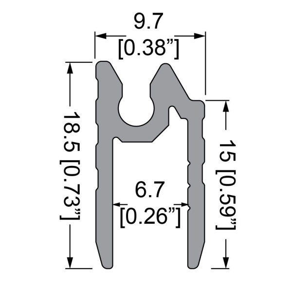 Schließprofil hybrid, 6.7mm, Kederrinne, L=2000mm