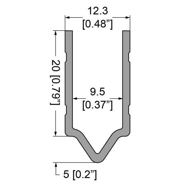 9.5mm Tongue Extrusion Mates with EG-0500/2-2M Groove Extrusion