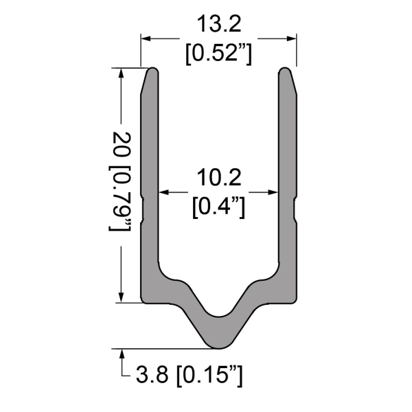 10,2-mm-male Profil, passend zu EG-0520/2-2M Nut-Profil, L=2000mm