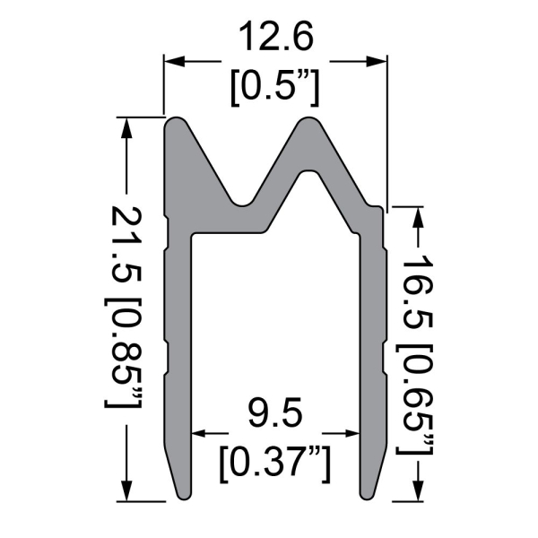 Schließprofil hybrid, Aufnahme 9.5mm, L=2000mm