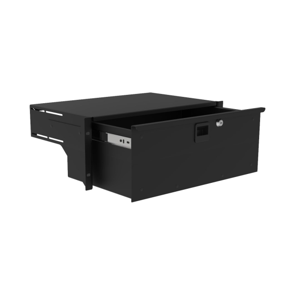 4HE-Rackschublade HD, 286,5mm tief, abschließbar, Black, Stahl