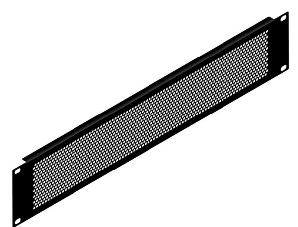 2U Black Perforated Flanged Rack Panel