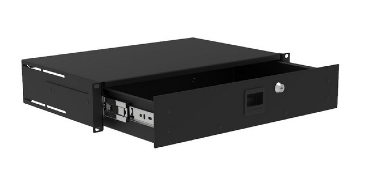 2HE-Schublade zur Frontmontage, Aluminium, Tiefe 286,5mm / 10" Deep