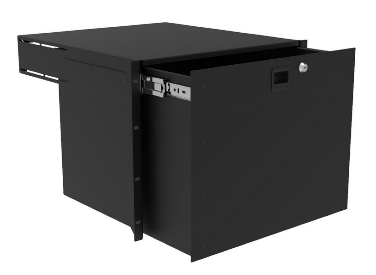 8HE-Schublade zur Frontmontage, Aluminium, Tiefe 486,5mm / 18" Deep